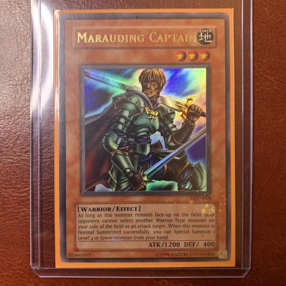 Yugioh Marauding Captain LOD-018 Ink Foil Splatter Error Defect Misprint RARE!!!